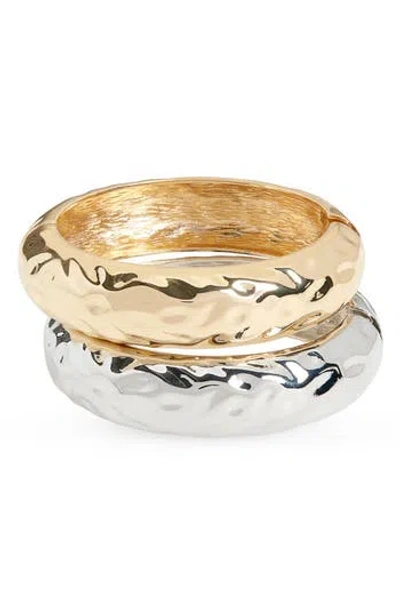 Tasha Set Of 2 Textured Hinge Bracelets In Multi