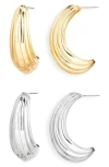 Tasha Set Of 2 Textured Hoop Earrings In Multi