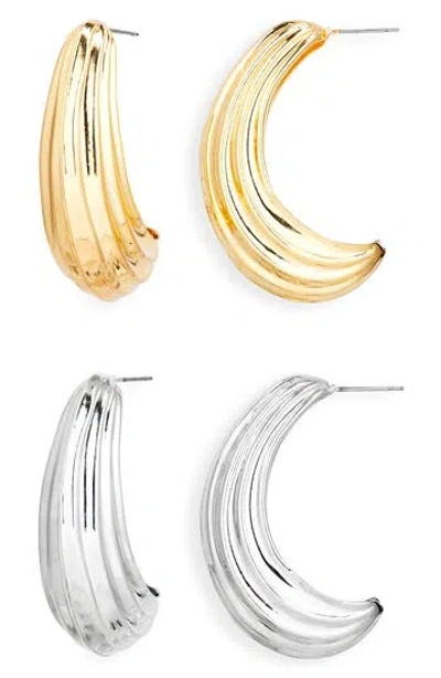 Tasha Set Of 2 Textured Hoop Earrings In Multi