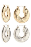 Tasha Set Of 2 Textured Tube Hoop Earrings