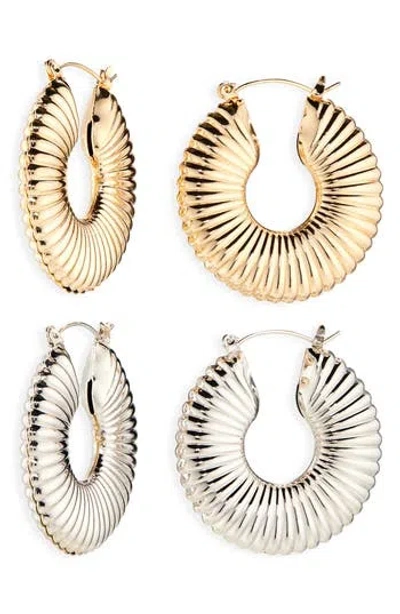 Tasha Set Of 2 Textured Tube Hoop Earrings In Multi