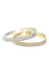 Tasha Set Of 2 Two-tone Crystal Bangle Bracelets