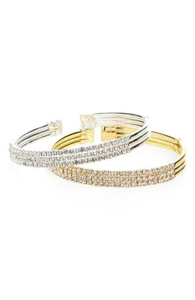 Tasha Set Of 2 Two-tone Crystal Bangle Bracelets