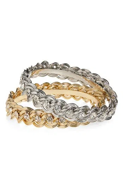Tasha Set Of 2 Two-tone Crystal Wired Bangle Bracelets In Multi