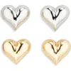 Tasha Set Of 2 Two-tone Heart Stud Earrings