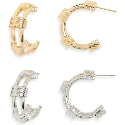 Tasha Set Of 2 Two-tone Hoop Earrings In Multi