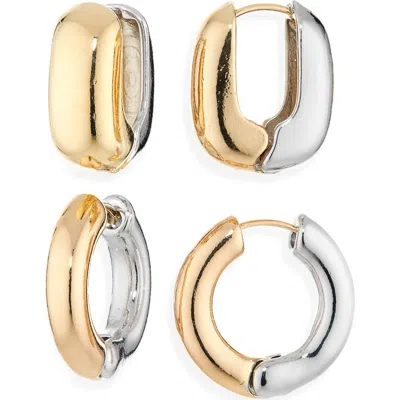 Tasha Set Of 2 Two-tone Hoop Earrings In Gold