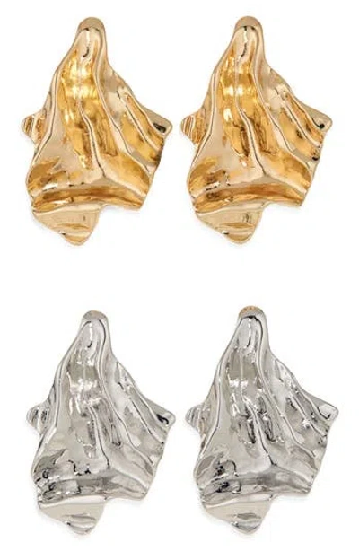 Tasha Set Of 2 Two-tone Sculptural Stud Earrings