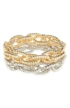 Tasha Set Of 2 Two-tone Twisted Rope Stretch Bracelets In Gold