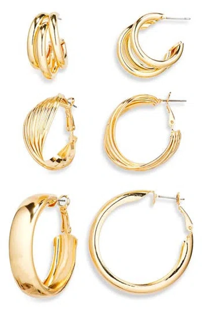 Tasha Set Of 3 Assorted Hoop Earrings In Gold