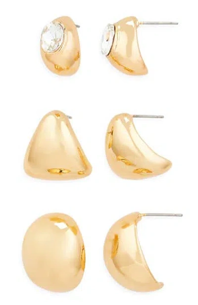 Tasha Set Of 3 Assorted Huggie Hoop Earrings In Gold