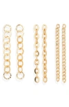 Tasha Set Of 3 Chain Link Drop Earrings In Gold