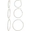 Tasha Set Of 3 Crystal Hoop Earrings