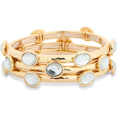 Tasha Set Of 3 Crystal Stretch Bracelets In Gold