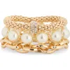 Tasha Set Of 3 Faux Pearl & Crystal Assorted Stretch Bracelets