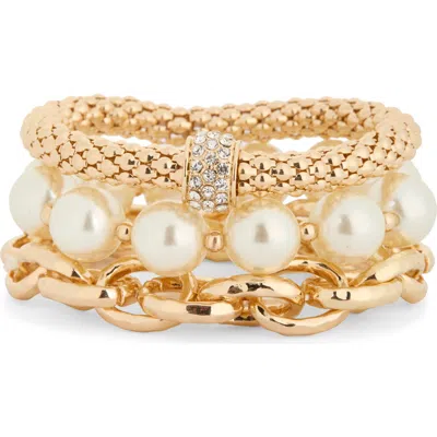 Tasha Set Of 3 Faux Pearl & Crystal Assorted Stretch Bracelets