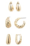 Tasha Set Of 3 Hoop Earrings In Gold