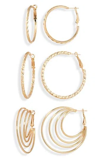 Tasha Set Of 3 Hoop Earrings In Gold