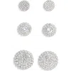 Tasha Set Of 3 Pavé Crystal Button Stud Earrings In Metallic
