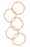 Tasha Set Of 5 Beaded Stretch Bracelets In Neutral
