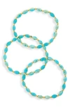 Tasha Set Of 5 Beaded Stretch Bracelets In Turquoise