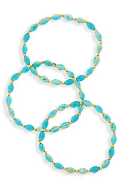 Tasha Set Of 5 Beaded Stretch Bracelets In Turquoise
