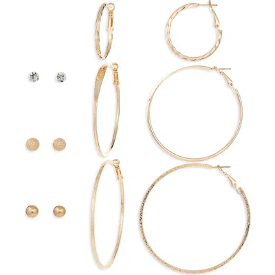 Tasha Set Of 6 Assorted Stud & Hoop Earrings In Gold