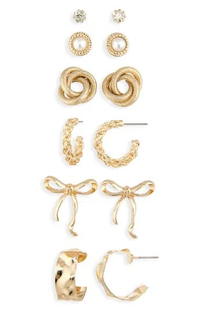 Tasha Set Of 6 Assorted Stud & Hoop Earrings In Gold