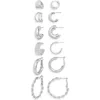 Tasha Set Of 6 Hoop Earrings In Silver