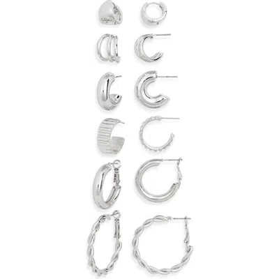 Tasha Set Of 6 Hoop Earrings In Silver