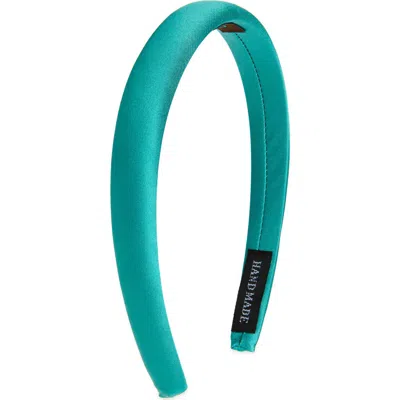 Tasha Skinny Padded Satin Headband In Green