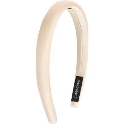 Tasha Skinny Padded Satin Headband In Neutral