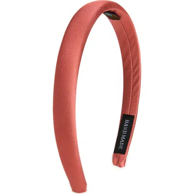Tasha Skinny Padded Satin Headband In Red
