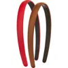 Tasha Skinny Solid Headband In Chocolate Brown/cranberry Red