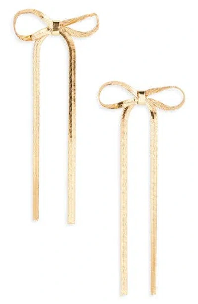 Tasha Snake Chain Bow Drop Earrings In Gold