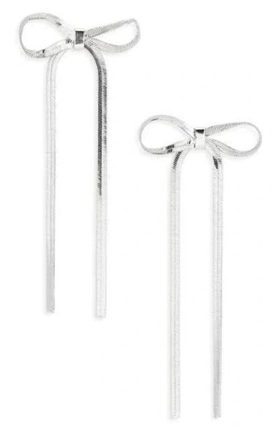 Tasha Snake Chain Bow Drop Earrings In Silver