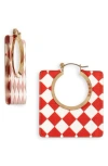 Tasha Square Resin Checked Earrings In Multi