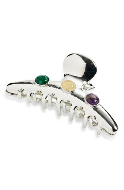 Tasha Stone Embellished Claw Clip In Silver
