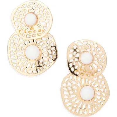 Tasha Stone Filigree Drop Earrings In Gold