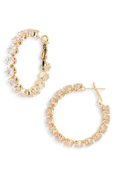 Tasha Stone Hoop Earrings In Gold