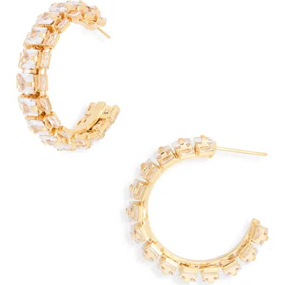 Tasha Stone Hoop Earrings In Gold