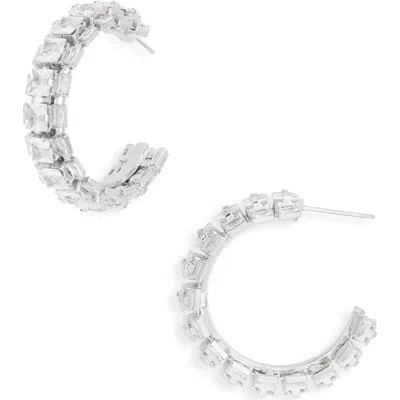 Tasha Stone Hoop Earrings In Silver
