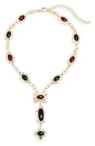 Tasha Stone Lariat Necklace In Gold