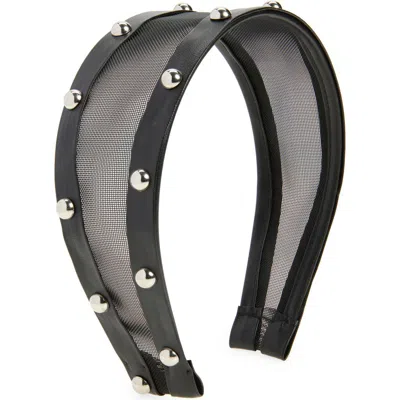 Tasha Studded Mesh Headband In Black