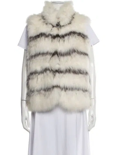 Pre-owned Tasha Tarno Fox Striped Fur Jacket In Neutral