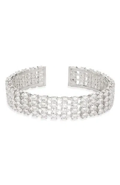 Tasha Teardrop Cubic Zirconia Three Row Cuff Bracelet