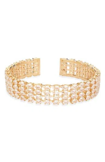 Tasha Teardrop Cubic Zirconia Three Row Cuff Bracelet