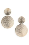 Tasha Textured Double Medallion Drop Earrings In Gold
