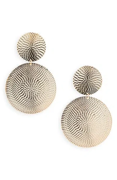 Tasha Textured Double Medallion Drop Earrings In Gold