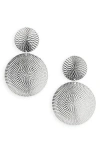 Tasha Textured Double Medallion Drop Earrings In Silver